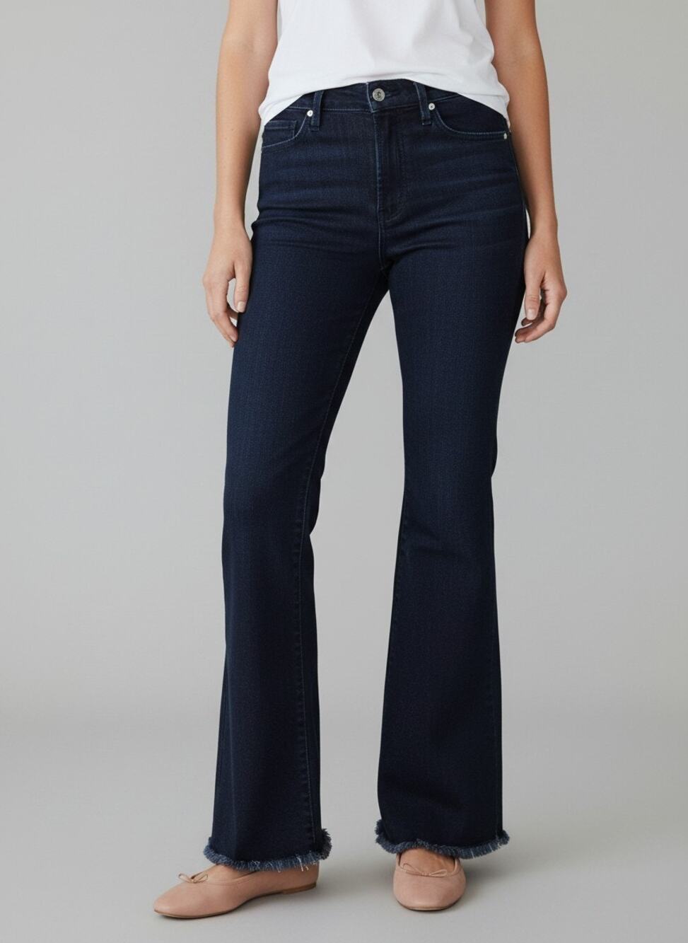 Gap 1969 Authentic Flare Jeans Dark Wash Frayed Hem Women's Size 28